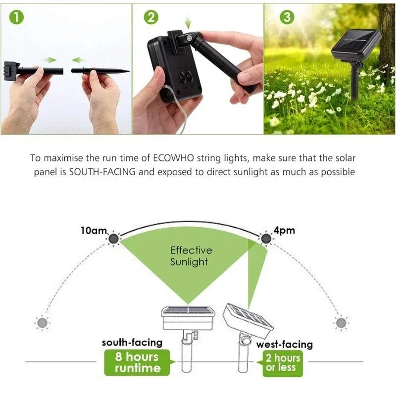 32M Solar LED Light Outdoor Festoon Lamp Garden Fairy Light String Led Twinkle Waterproof Lamp Christmas Garland Yard Decoration