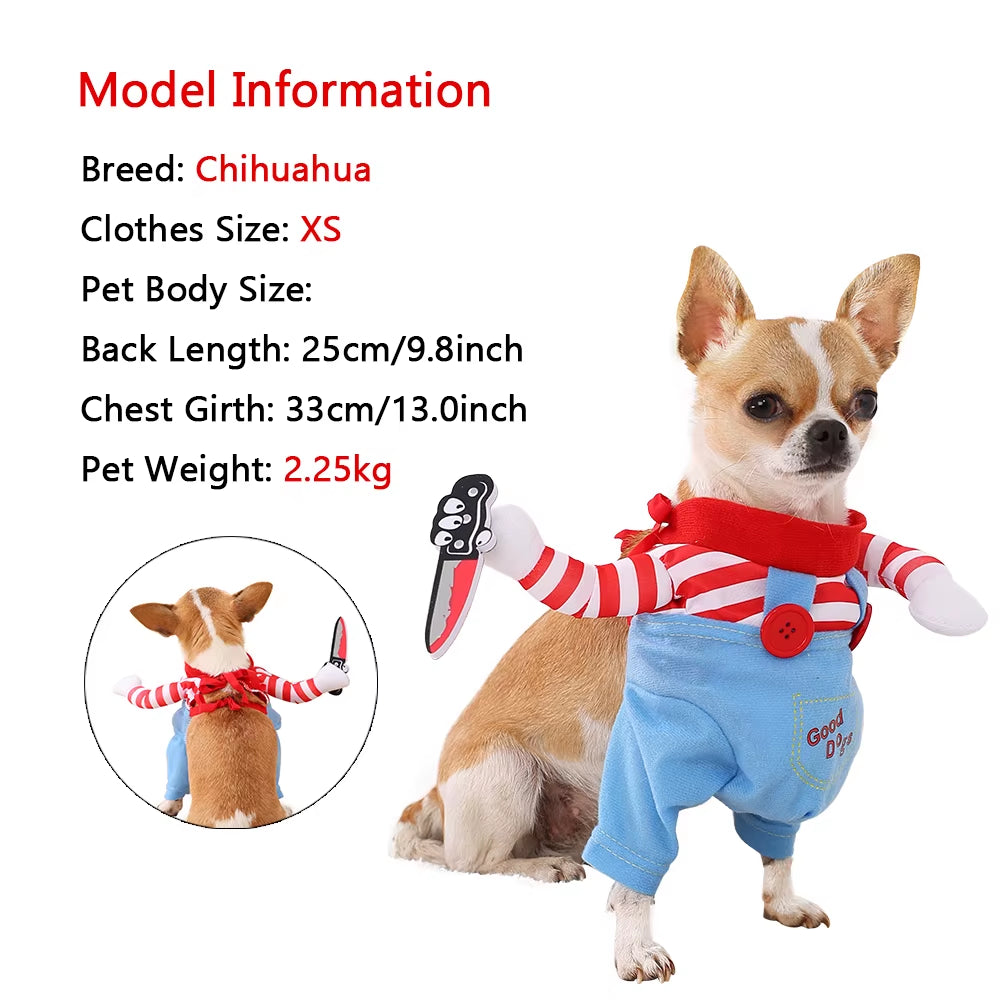 Halloween Pet Costumes Adjustable Funny Festival Party Puppy Cosplay Clothes Knife Standing for Small Large Dogs Cats Chihuahua