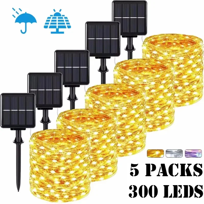 32M Solar LED Light Outdoor Festoon Lamp Garden Fairy Light String Led Twinkle Waterproof Lamp Christmas Garland Yard Decoration