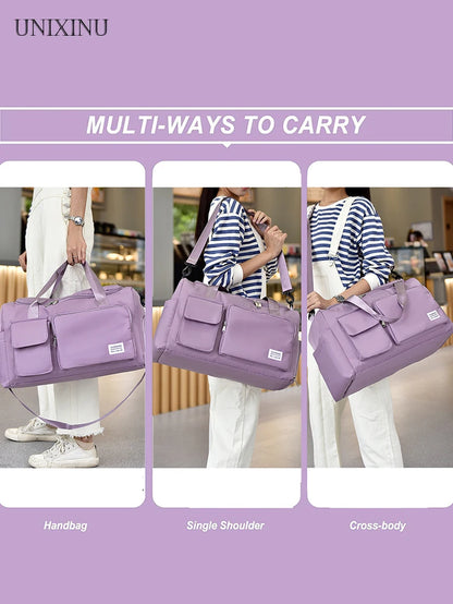 Carry on Travel Bag Large Capacity Weekender Overnight Duffle Bags with Shoe Compartment Sports Fitness Bags for Women