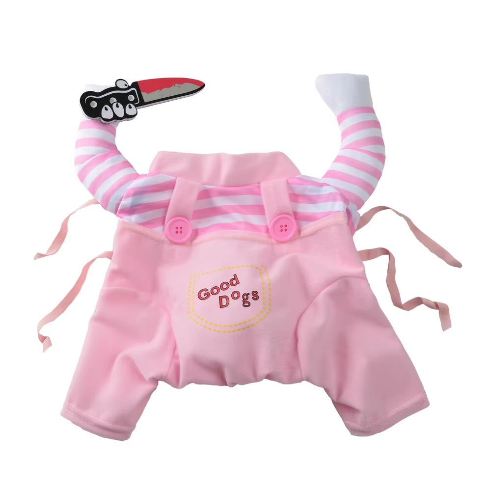 Halloween Pet Costumes Adjustable Funny Festival Party Puppy Cosplay Clothes Knife Standing for Small Large Dogs Cats Chihuahua