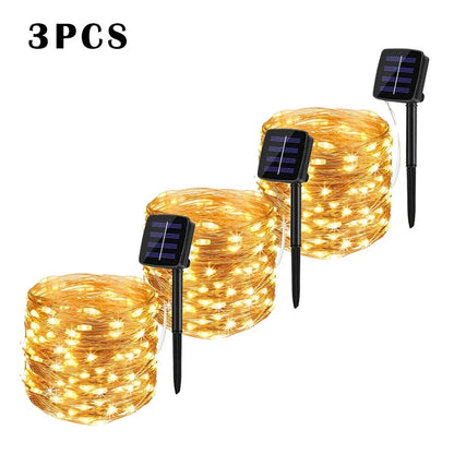 32M Solar LED Light Outdoor Festoon Lamp Garden Fairy Light String Led Twinkle Waterproof Lamp Christmas Garland Yard Decoration