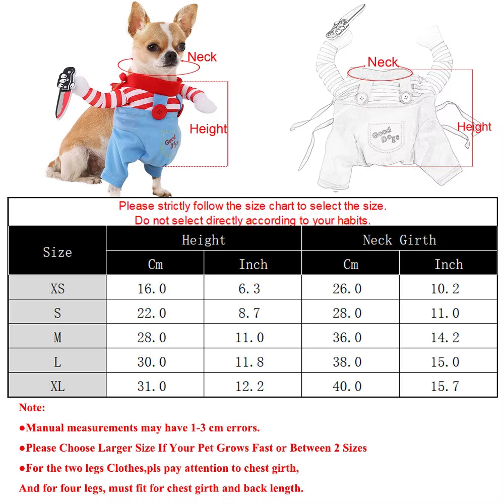 Halloween Pet Costumes Adjustable Funny Festival Party Puppy Cosplay Clothes Knife Standing for Small Large Dogs Cats Chihuahua